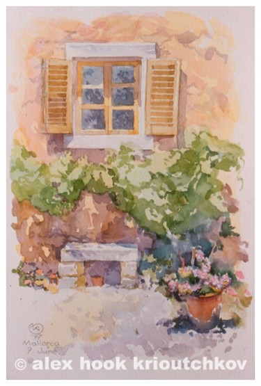 Painting titled "The window. Mallorc…" by Alex Hook Krioutchkov, Original Artwork, Oil