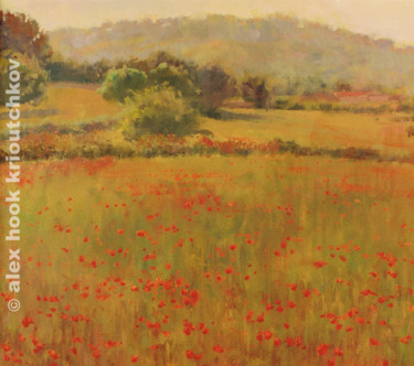 Painting titled "Amapolas III" by Alex Hook Krioutchkov, Original Artwork, Oil