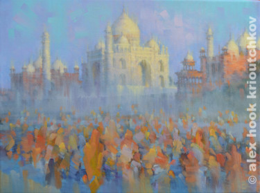 Pintura titulada "Tadj Mahal. Yamuna…" por Alex Hook Krioutchkov, Obra de arte original, Oleo Montado en Bastidor de camilla…