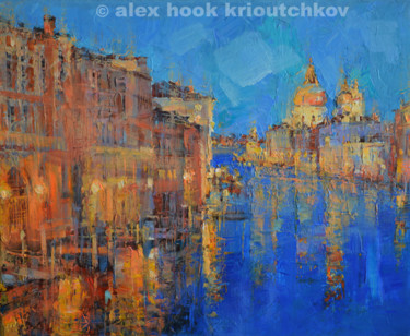 Peinture intitulée "Venice at night" par Alex Hook Krioutchkov, Œuvre d'art originale, Huile