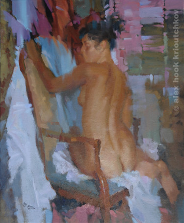 Pintura titulada "Nude XXII" por Alex Hook Krioutchkov, Obra de arte original, Oleo Montado en Bastidor de camilla de madera