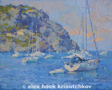 Painting titled "Puerto de Andratx II" by Alex Hook Krioutchkov, Original Artwork, Oil