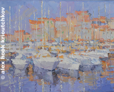 Pintura intitulada "Puerto mediterraneo" por Alex Hook Krioutchkov, Obras de arte originais