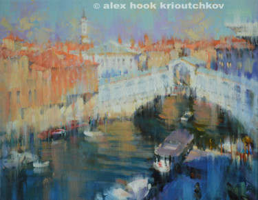 Painting titled "Venice VI" by Alex Hook Krioutchkov, Original Artwork, Oil Mounted on Wood Stretcher frame