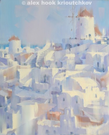 Картина под названием "Santorini II" - Alex Hook Krioutchkov, Подлинное произведение искусства, Масло