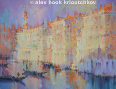 Painting titled "Venice V" by Alex Hook Krioutchkov, Original Artwork, Oil Mounted on Wood Stretcher frame