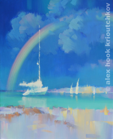 Peinture intitulée "Rainbow" par Alex Hook Krioutchkov, Œuvre d'art originale