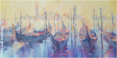 Painting titled "Venice X" by Alex Hook Krioutchkov, Original Artwork, Oil Mounted on Wood Stretcher frame
