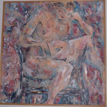 Painting titled "Femme au fauteuil" by Alexia Watel, Original Artwork, Oil