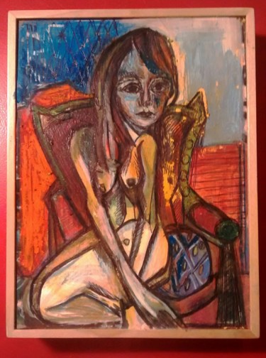 Pintura intitulada "Mulher na poltrona" por Moira Y Lilia Savi, Obras de arte originais, Acrílico