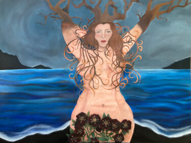 Картина под названием "L'hellébore noire(D…" - Alexiane Sedilot (Alexiane), Подлинное произведение искусства, Масло