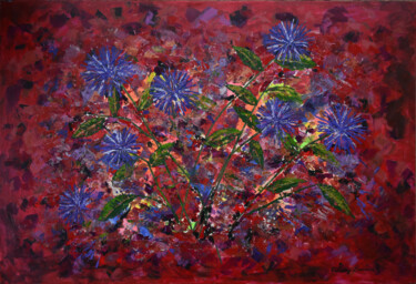 「Purple Flowers」というタイトルの絵画 Alexis-Baranek Baranekによって, オリジナルのアートワーク, アクリル