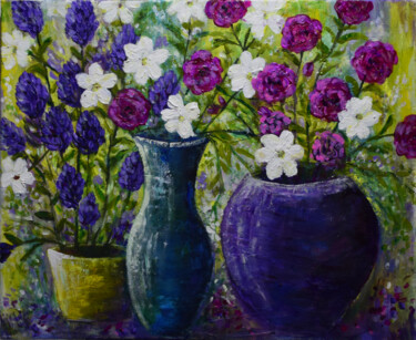 Painting titled "Pots of Joy" by Alexis-Baranek Baranek, Original Artwork, Acrylic