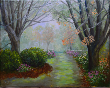 Painting titled "Into the Mist" by Alexis-Baranek Baranek, Original Artwork, Oil