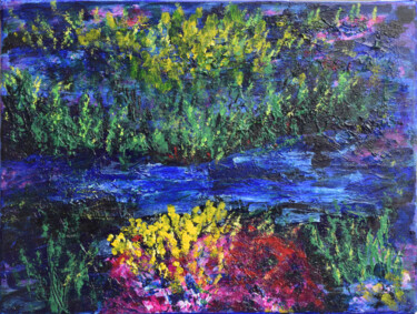 Painting titled "The Pond" by Alexis-Baranek Baranek, Original Artwork, Acrylic