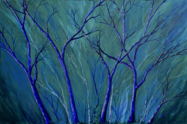 Painting titled "Aqua Forest" by Alexis-Baranek Baranek, Original Artwork, Acrylic