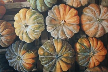 Painting titled "Courges" by Alexis Boileau, Original Artwork, Pastel