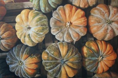 Schilderij getiteld "Courges" door Alexis Boileau, Origineel Kunstwerk, Pastel