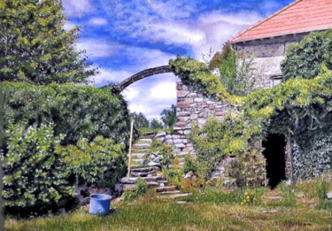 Painting titled "Arrivée au Saint-Mo…" by Alexis Boileau, Original Artwork, Pastel