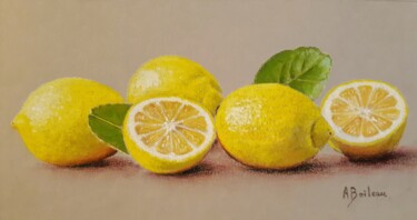Σχέδιο με τίτλο "Citrons 2" από Alexis Boileau, Αυθεντικά έργα τέχνης, Παστέλ