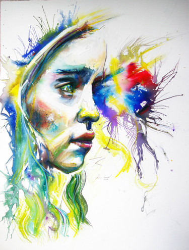 Painting titled "Emilia" by Alexis Chomel, Original Artwork, Ink
