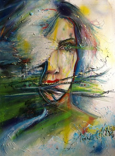 Painting titled "l'oeil du cyclone" by Alexis Chomel, Original Artwork, Acrylic