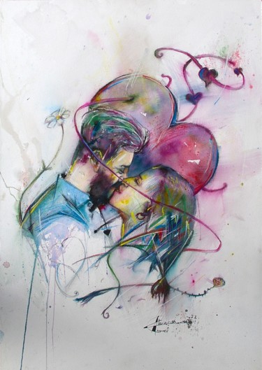 Pintura titulada "Coeur scellé" por Alexis Chomel, Obra de arte original, Tinta