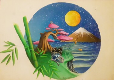Ζωγραφική με τίτλο "Sérénité" από Alexis Demoustier, Αυθεντικά έργα τέχνης, Ακουαρέλα