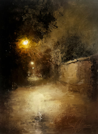 Pintura intitulada "Promenade un soir d…" por Alexis Le Borgne, Obras de arte originais, Óleo