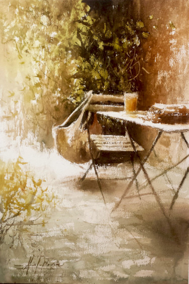 Painting titled "Dolce Vita" by Alexis Le Borgne, Original Artwork, Watercolor