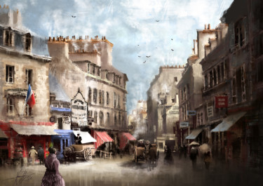 Digital Arts titled "Saint Brieuc, autre…" by Alexis Le Borgne, Original Artwork, Digital Painting