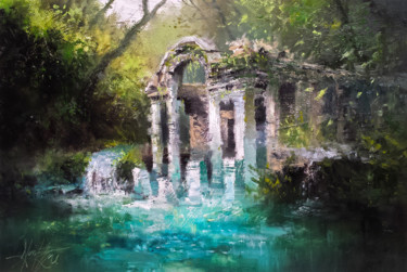 Painting titled "Ruins II" by Alexis Le Borgne, Original Artwork, Oil