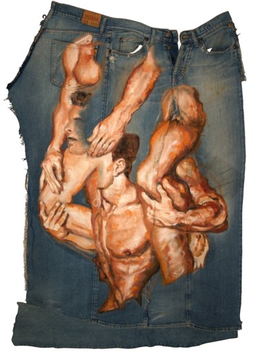 Картина под названием "Destroyed - A frien…" - Alexis Lekat, Подлинное произведение искусства, Масло