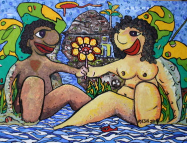 Painting titled "flordeamor-oleostela" by Alexis Perez, Original Artwork