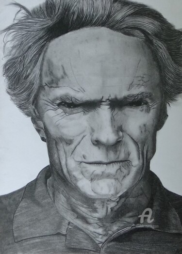 Dessin intitulée "clint Eastwood" par Alexis Raoult, Œuvre d'art originale, Crayon