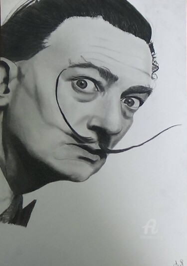 Dessin intitulée "Salvador Dali" par Alexis Raoult, Œuvre d'art originale, Crayon