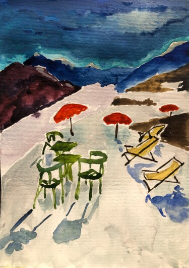 Painting titled "Repos" by Alexis Schultz, Original Artwork, Watercolor
