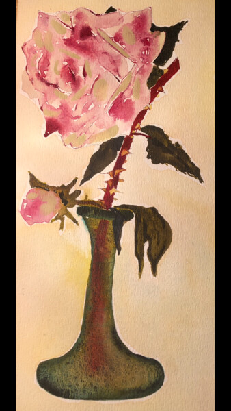 Malerei mit dem Titel "Rose" von Alexis Schultz, Original-Kunstwerk, Aquarell
