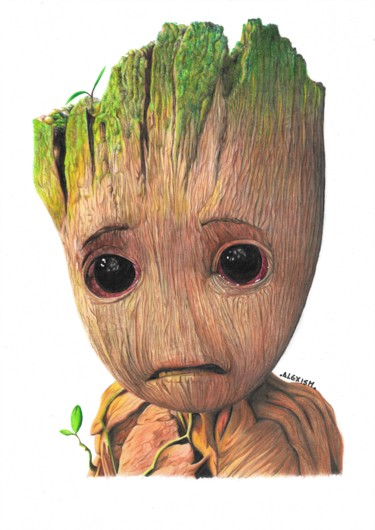 Dibujo titulada "Groot" por Alexis Arte, Obra de arte original, Lápiz