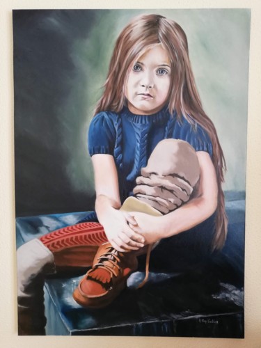 Schilderij getiteld "Dromend kind" door Alexis Van Gelder, Origineel Kunstwerk, Olie