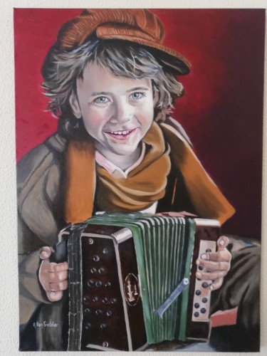 Schilderij getiteld "Kind accordeon" door Alexis Van Gelder, Origineel Kunstwerk, Olie