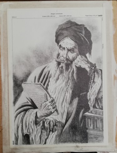 Drawing titled "Lezende moslim" by Alexis Van Gelder, Original Artwork, Pencil