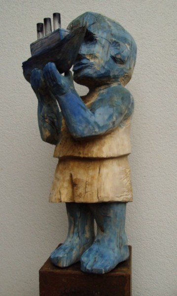 Skulptur mit dem Titel "Marzenie" von Alex Johanson, Original-Kunstwerk, Holz