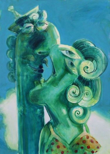 Pittura intitolato "Zielone tabletki" da Alex Johanson, Opera d'arte originale, Acrilico