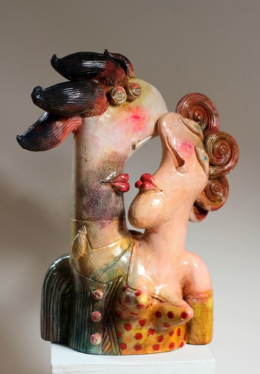 Sculptuur getiteld "Pocałunek" door Alex Johanson, Origineel Kunstwerk, Keramiek