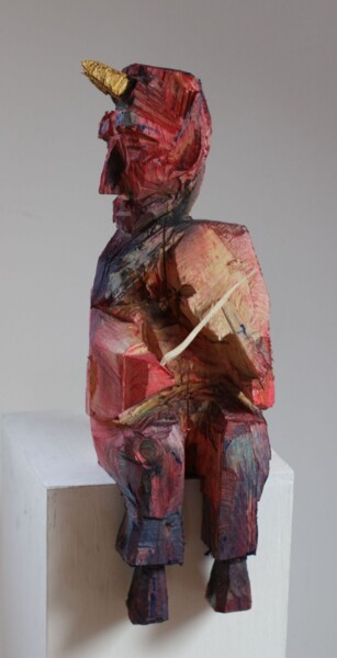 Sculpture intitulée "Diabelski skrzypek" par Alex Johanson, Œuvre d'art originale, Bois
