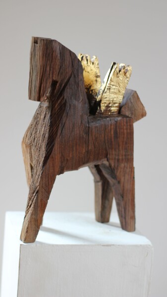 Skulptur mit dem Titel "Pegaz" von Alex Johanson, Original-Kunstwerk, Holz