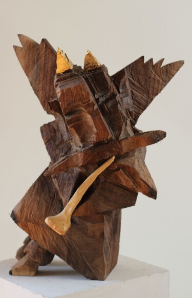 Sculpture titled "Z cyklu diabły besk…" by Alex Johanson, Original Artwork, Wood