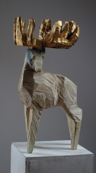 Skulptur mit dem Titel "Z cyklu Zwierzaki b…" von Alex Johanson, Original-Kunstwerk, Holz