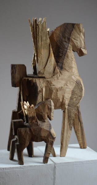 Sculpture titled "Z cyklu Koniki besk…" by Alex Johanson, Original Artwork, Wood